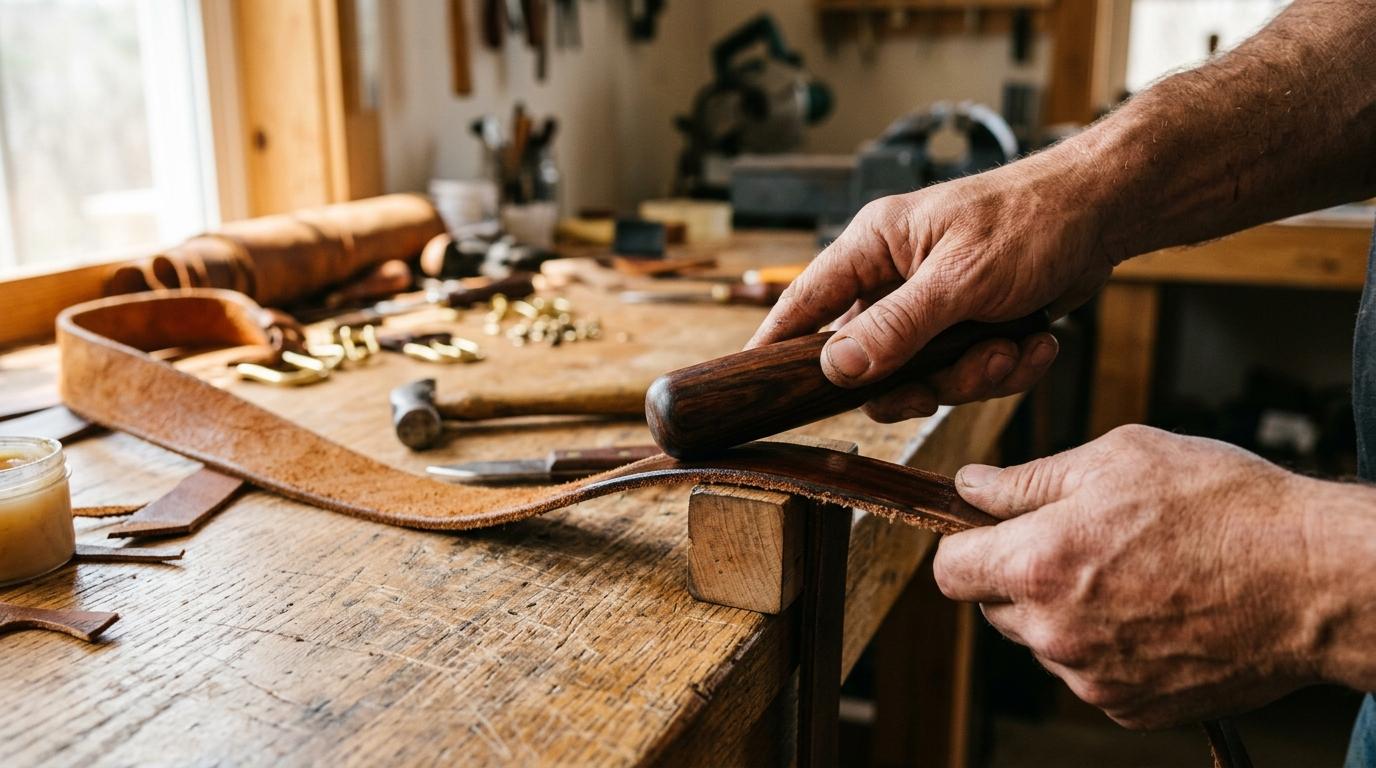 Burnish a leather edge smooth