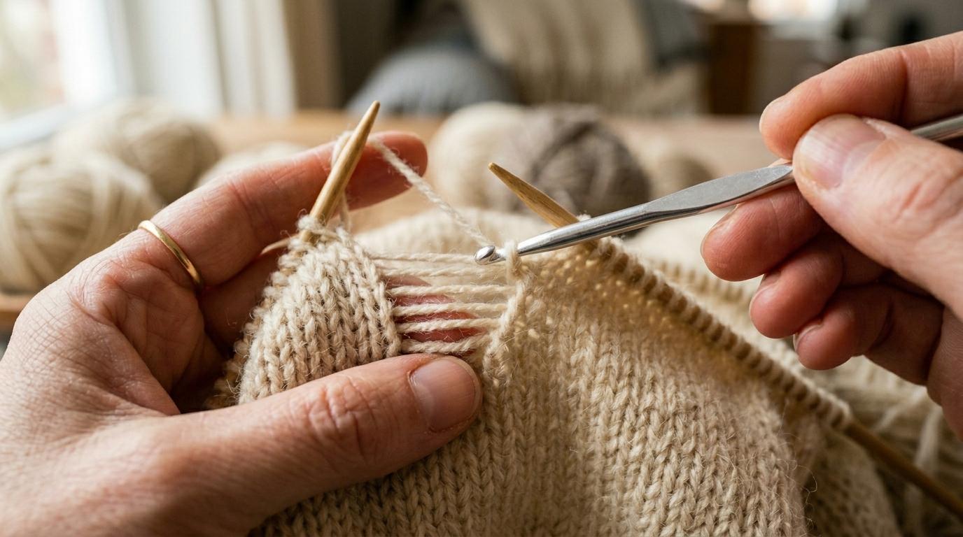 Fix a dropped stitch in knitting