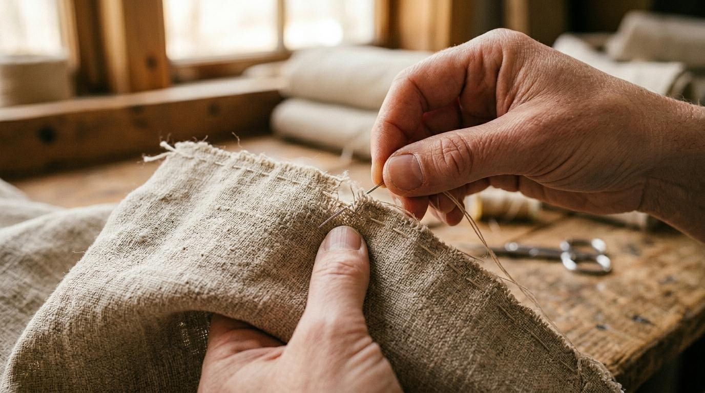 Hand-stitch a torn seam