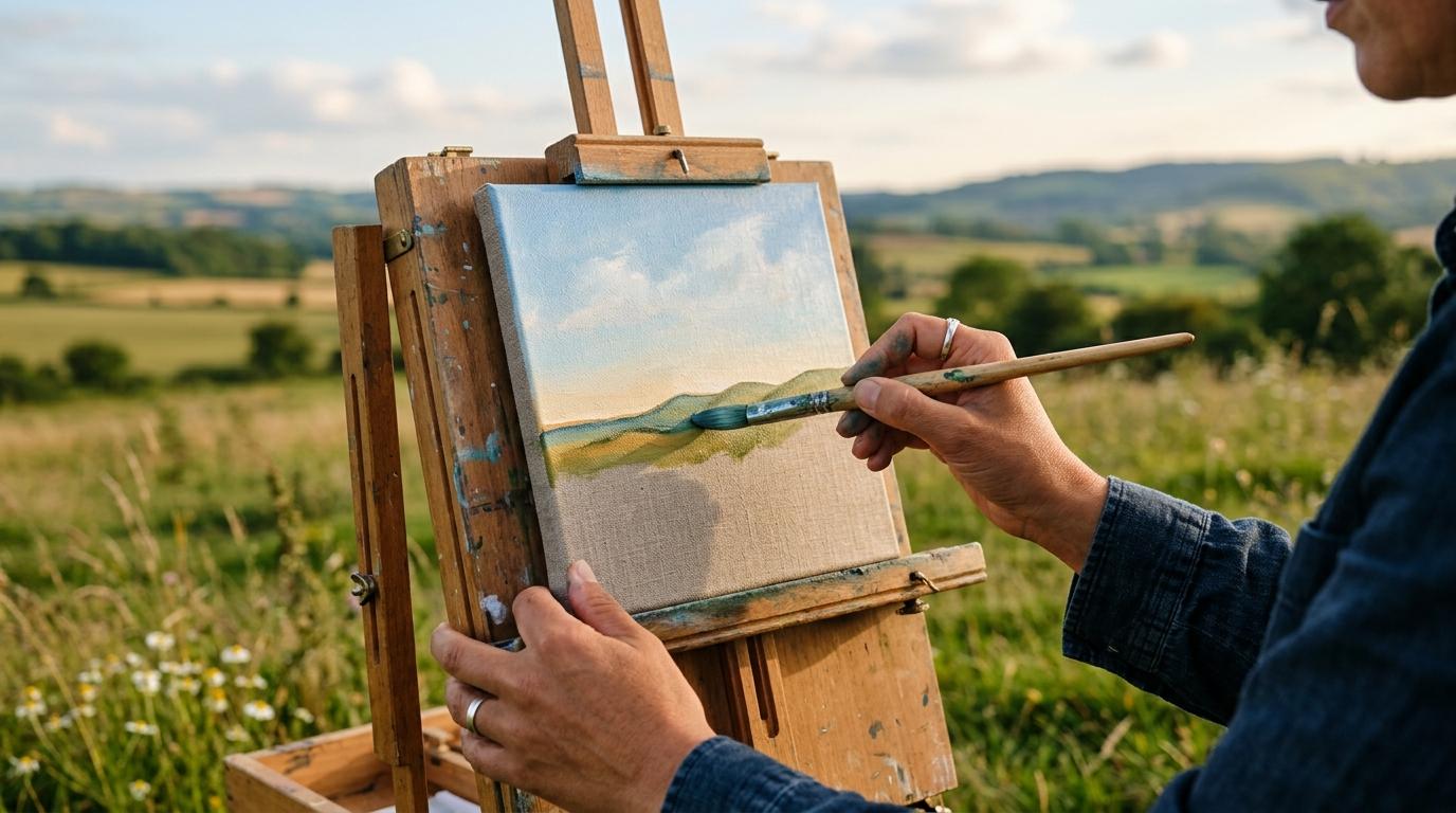 Paint a simple landscape in one session