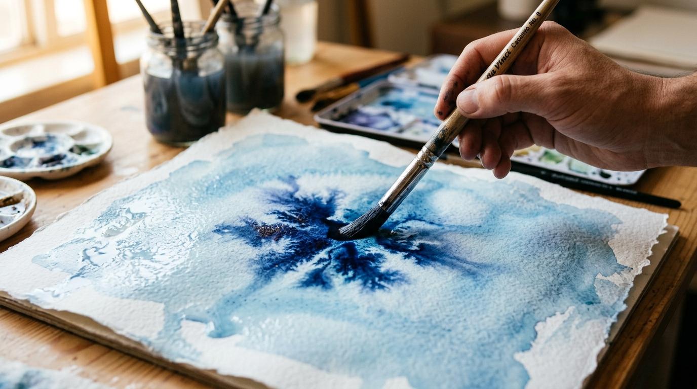 Wet-on-wet watercolour wash